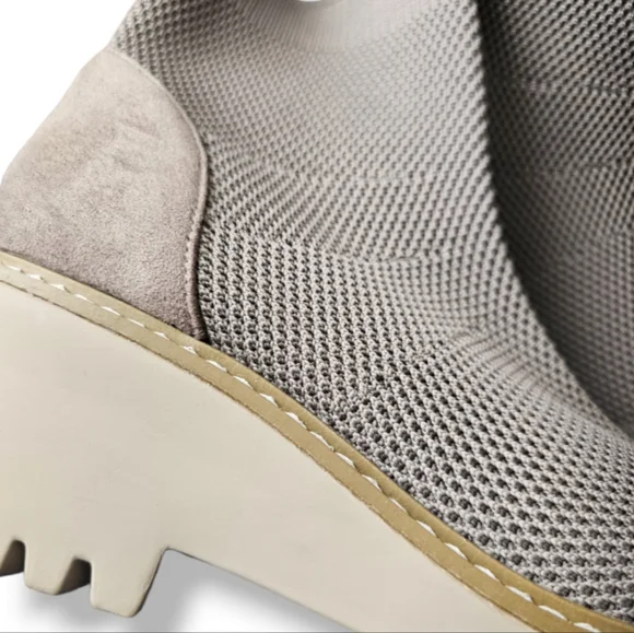 Nicole Miller Taupe-Beige Ankle Wedge Knit Sock Boots - Picture 2 of 7